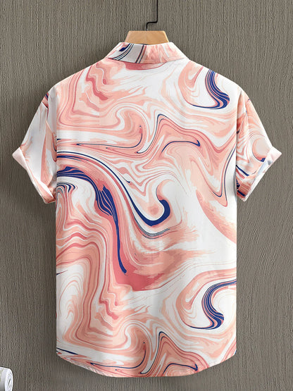 Men's Printed Button Up Short Sleeve Shirt - steven wick