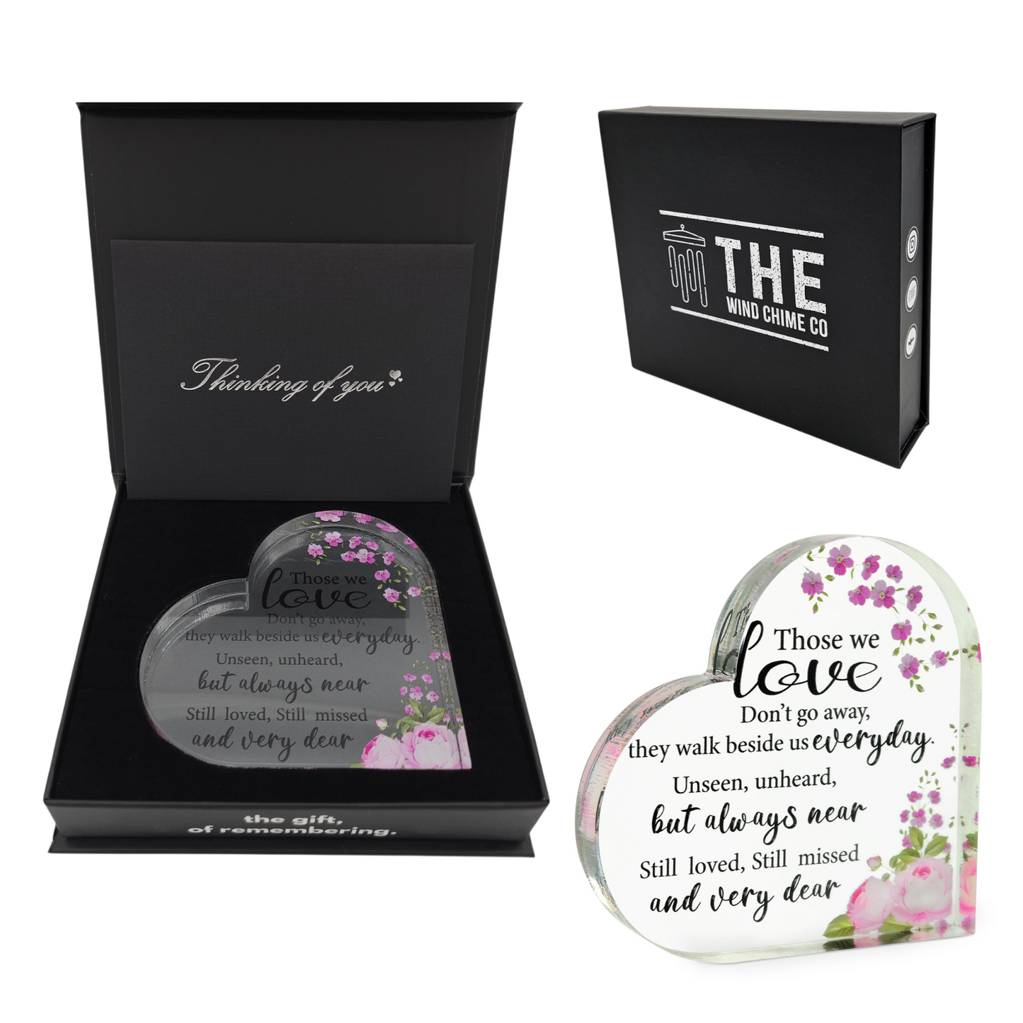 Memorial Heart With Gift Box - Acrylic Floral Design - steven wick