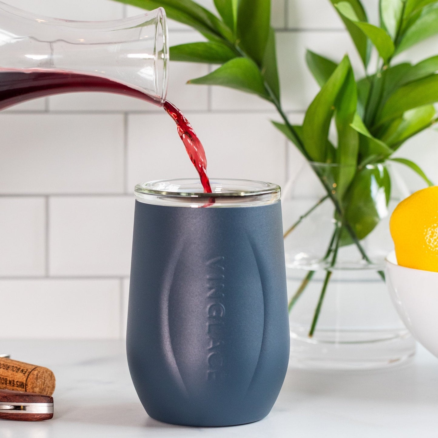 Glass Lined Wine Glass