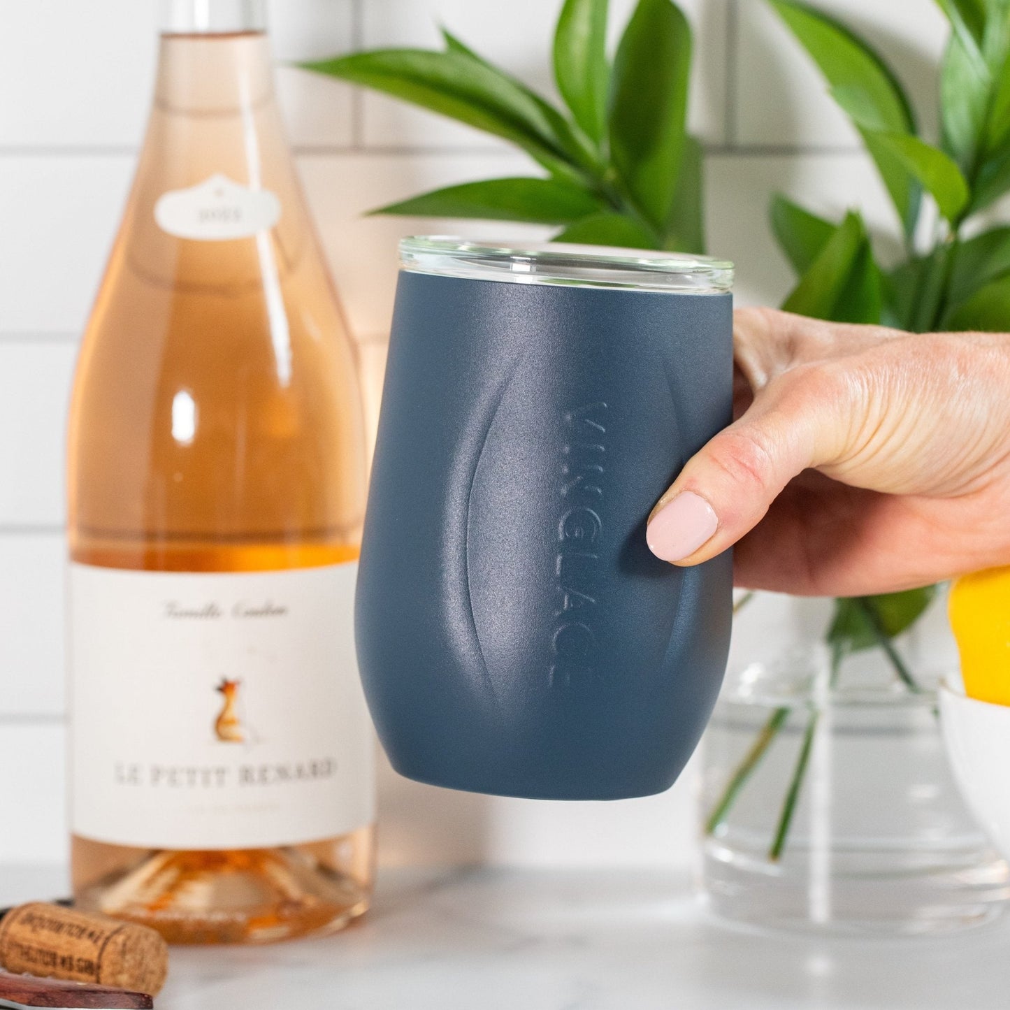 Glass Lined Wine Glass