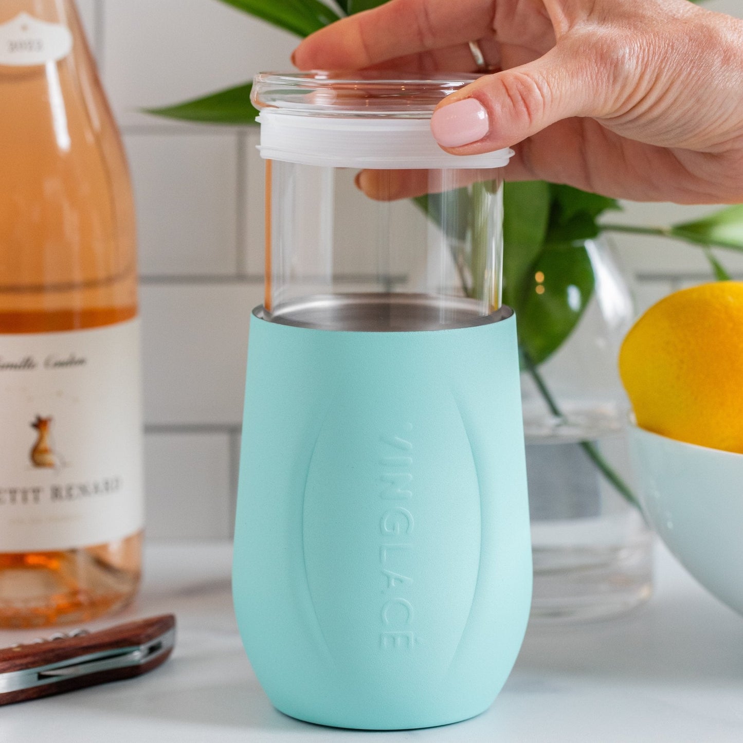 Glass Lined Wine Glass