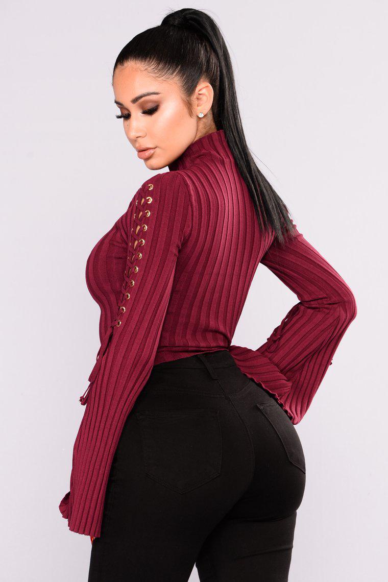 Bell Sleeve Mock Neck Sweater Top - steven wick