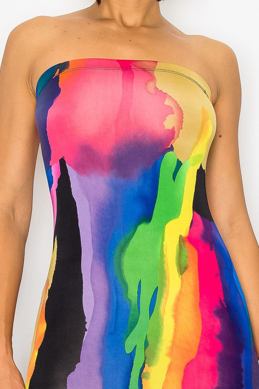 Painted Tube Multicolor Bodycon Dress - steven wick