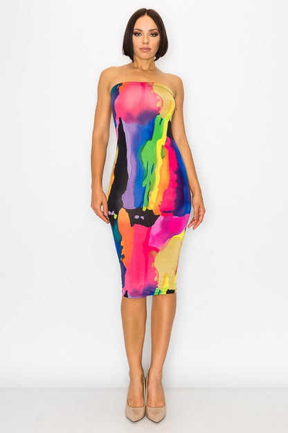 Tube Multicolor Mini Bodycon Dress - steven wick