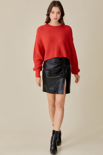 Round Neck Crop Sweater Top - steven wick