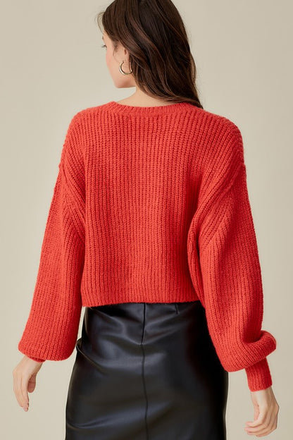 Round Neck Crop Sweater Top - steven wick