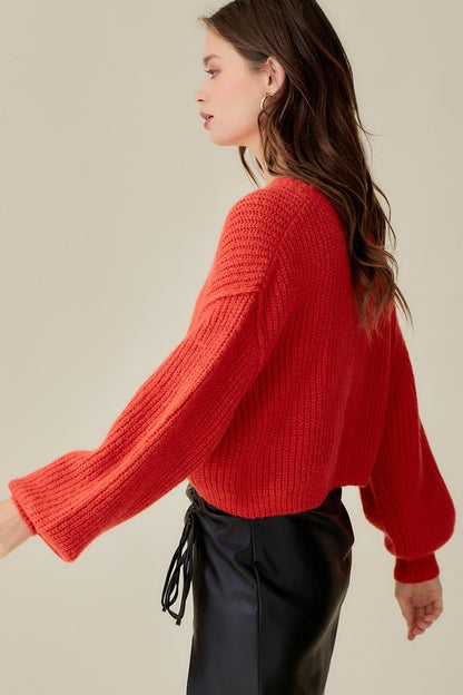 Round Neck Crop Sweater Top - steven wick