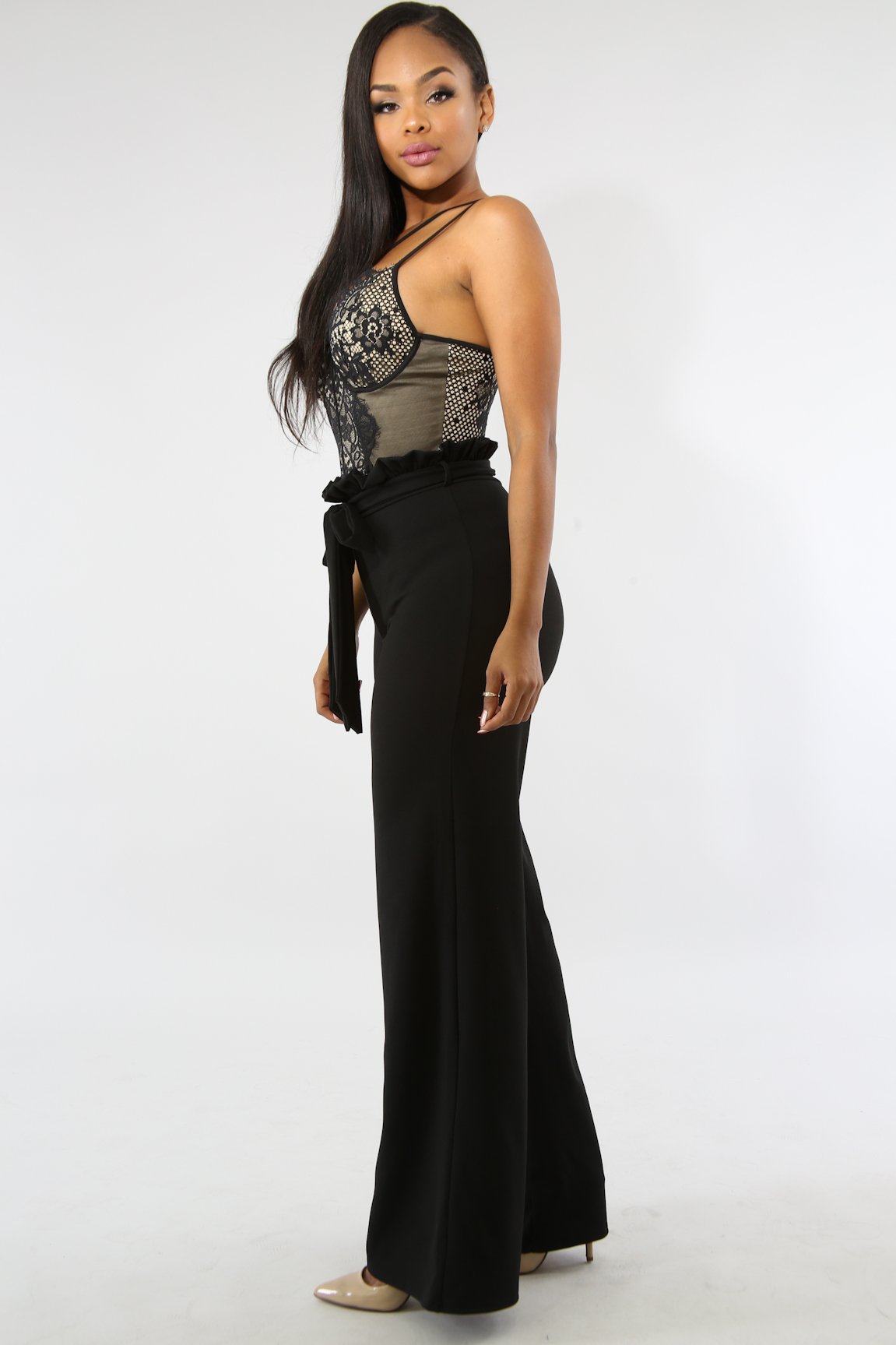 Women's Black Palazzo Wide-Leg Pant - steven wick