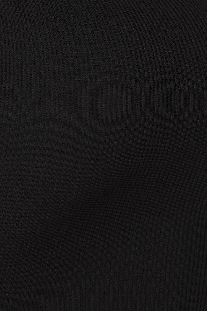 Black Ribbed Knit Keyhole Mini Dress - steven wick