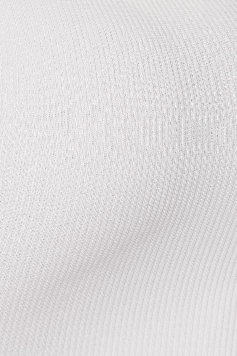 White Ribbed Knit Keyhole Mini Dress - steven wick