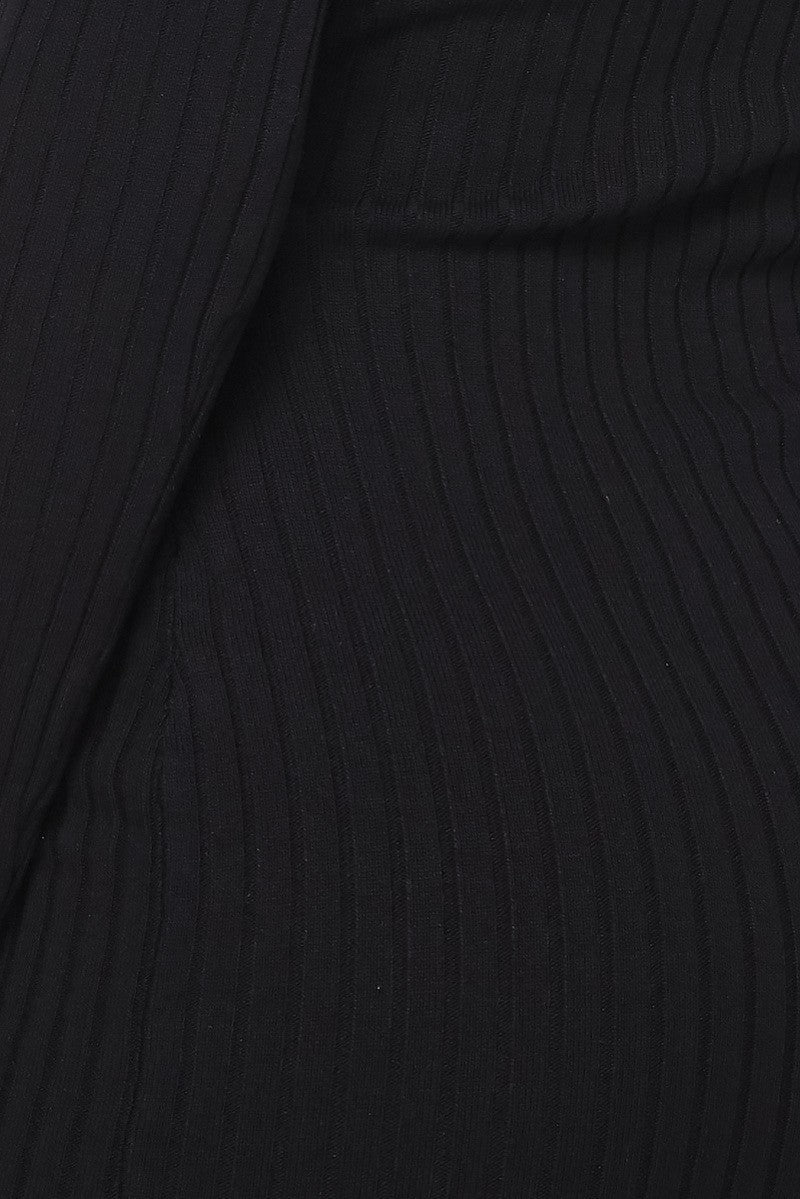 Black Long Sleeve Mock Neck Midi Knit Dress - steven wick