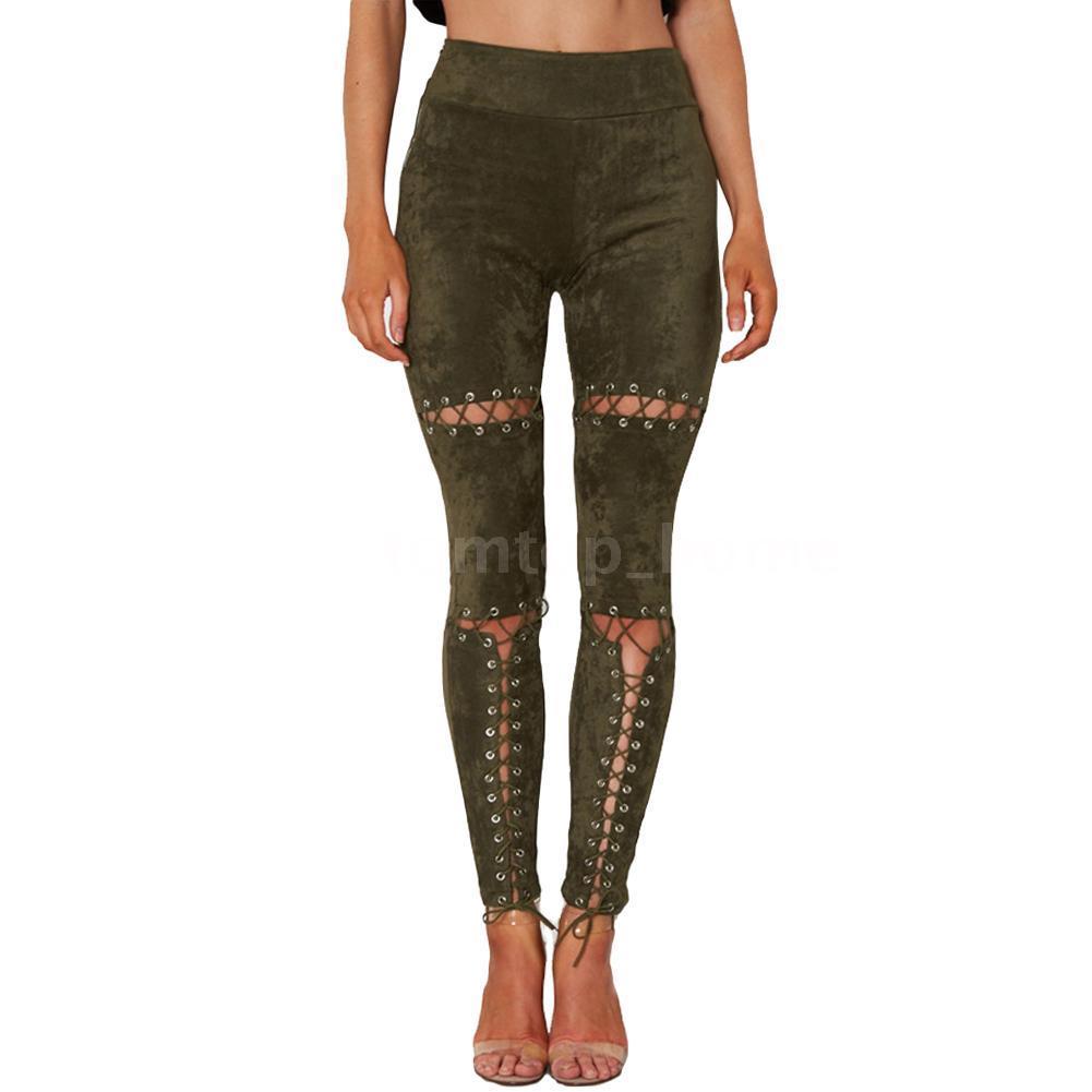 Lace Green Eyelet Faux Suede Pants - steven wick