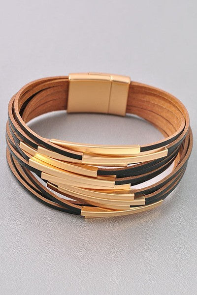 Gold Multi Row Magnetic Bracelet - steven wick