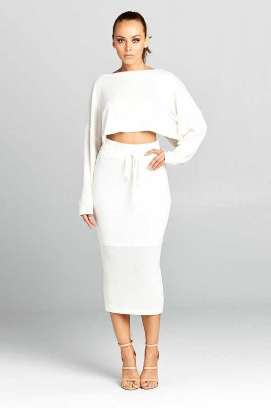 Kourtney Off White Knit Two Piece Set - steven wick