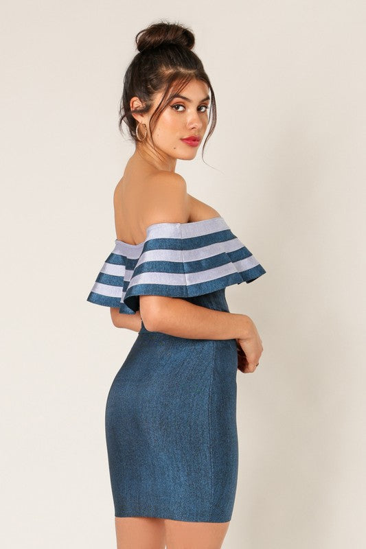 Dark Silver Denim Bandage Skirt - steven wick