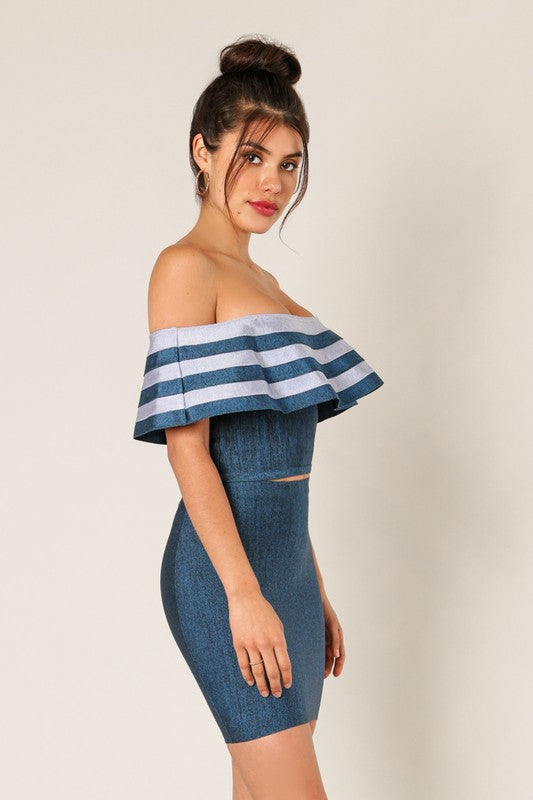Dark Silver Denim Bandage Skirt - steven wick
