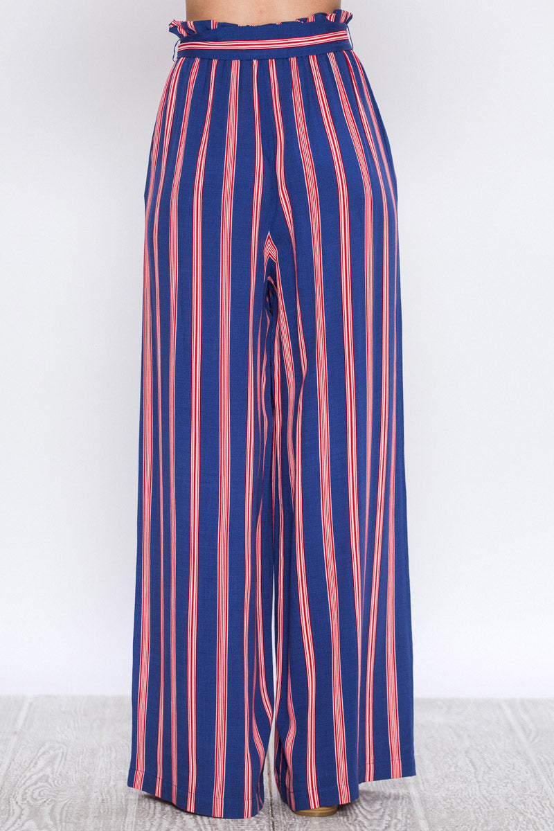 Multi-Color Striped Wide Leg Lounge Pants - steven wick