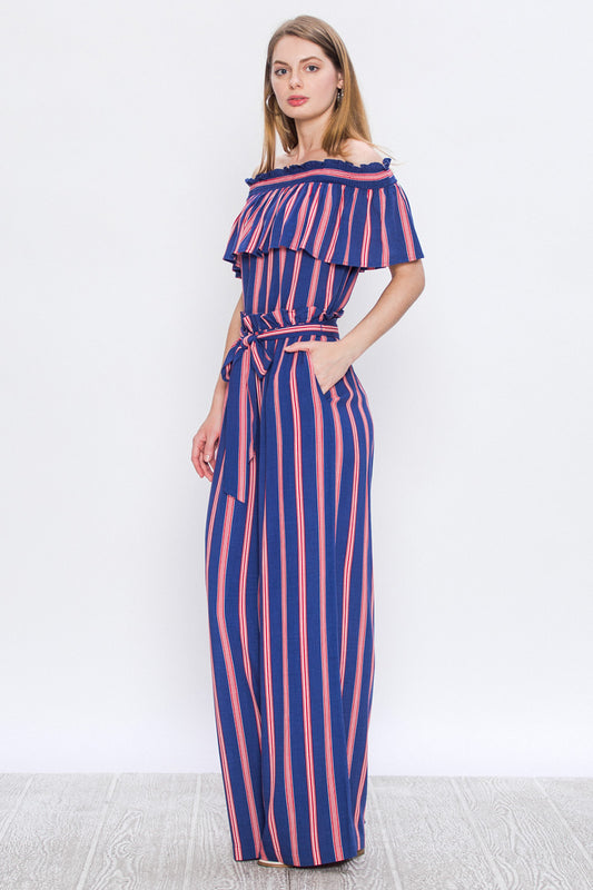 Multi-Color Striped Wide Leg Lounge Pants - steven wick