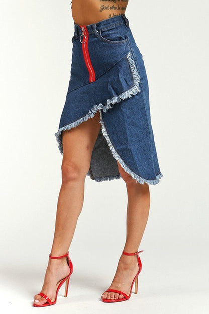 Ladies Asymmetrical Denim Skirt - steven wick