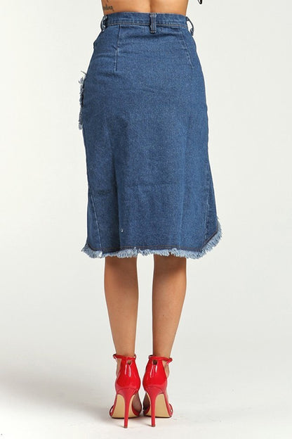 Ladies Asymmetrical Denim Skirt - steven wick