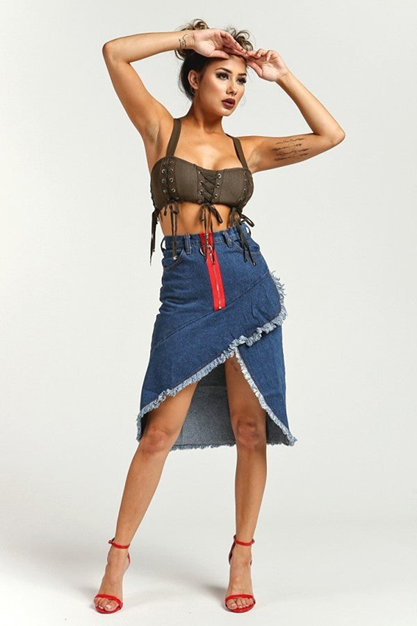 Ladies Asymmetrical Denim Skirt - steven wick