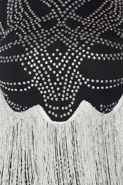 Black Fringe Rhinestone Bodycon Dress Medium / Black Black Fringe Rhinestone Bodycon Dress Medium / Black