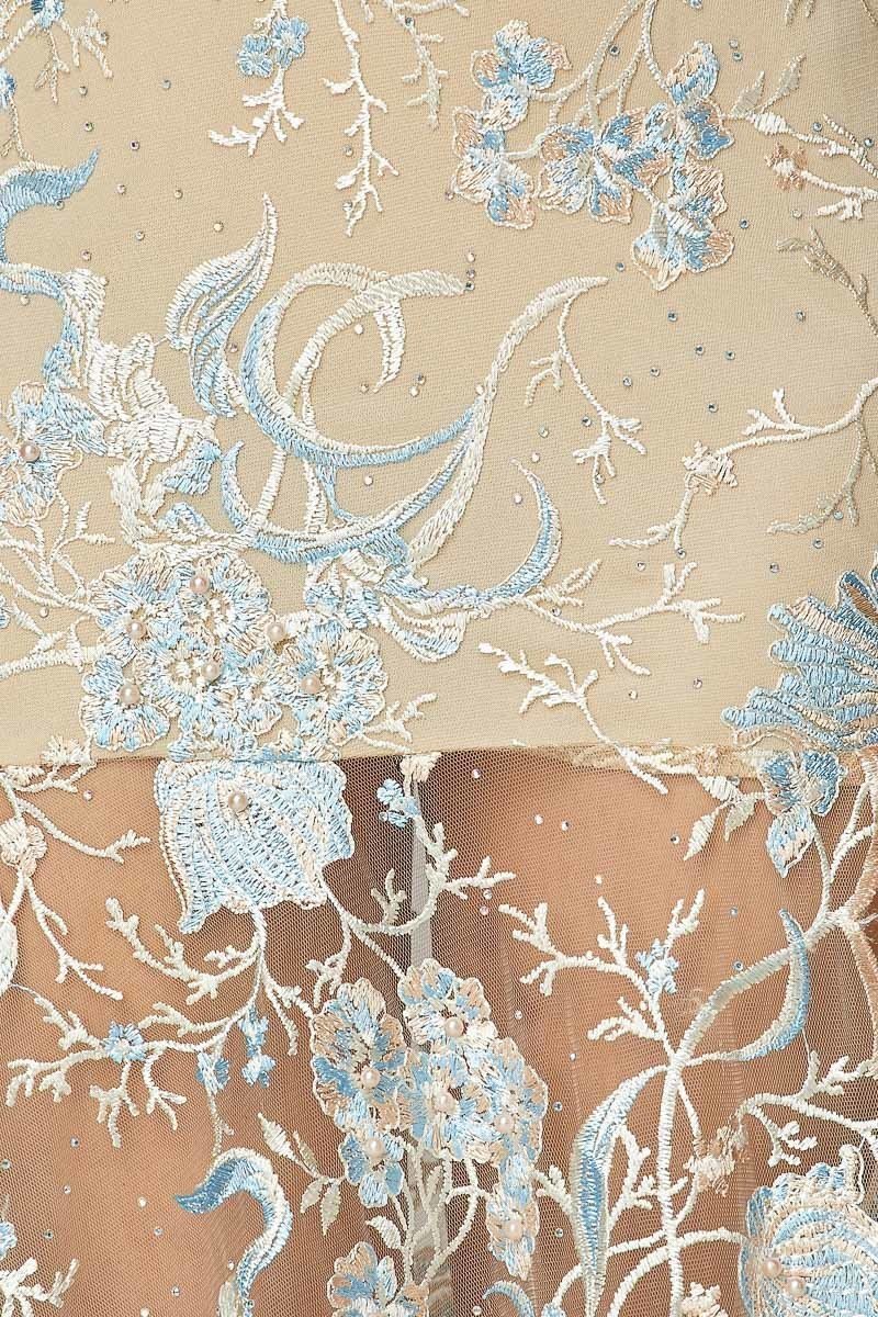 Monique Embroidered Teal Lace Sleeveless Gown - steven wick