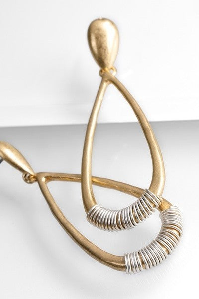 Wire Wrap Gold Accent Drop Earrings - steven wick