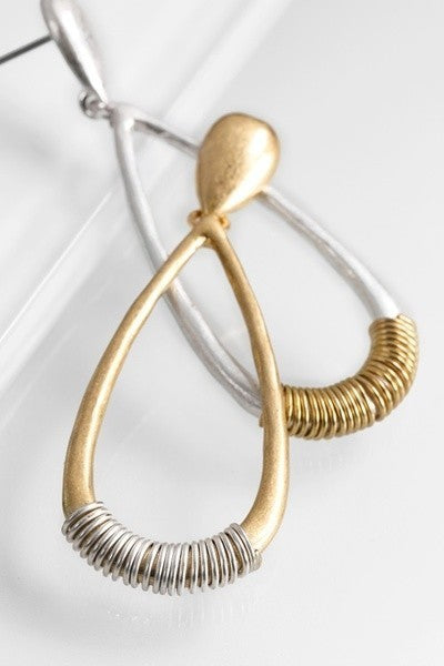 Wire Wrap Gold Accent Drop Earrings - steven wick