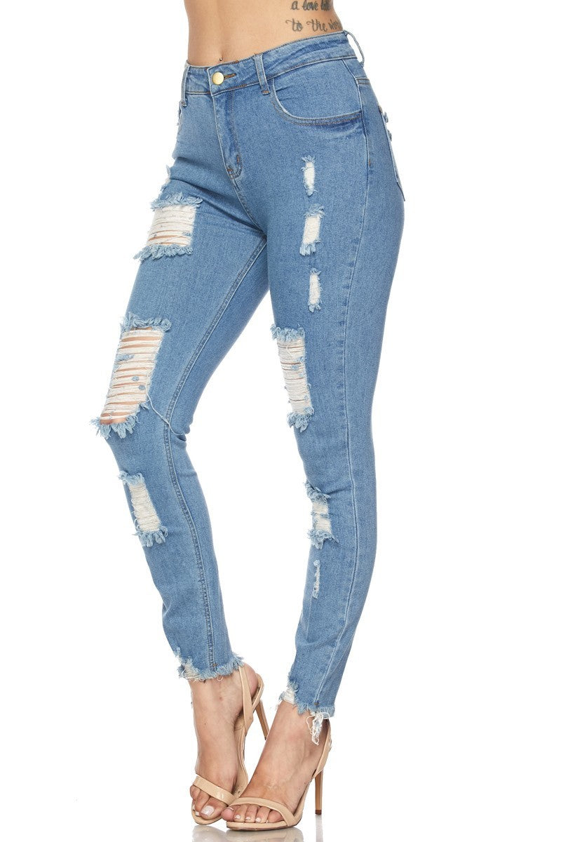 Women's Ripped-Destroyed Ankle Length Skinny Jeans - steven wick