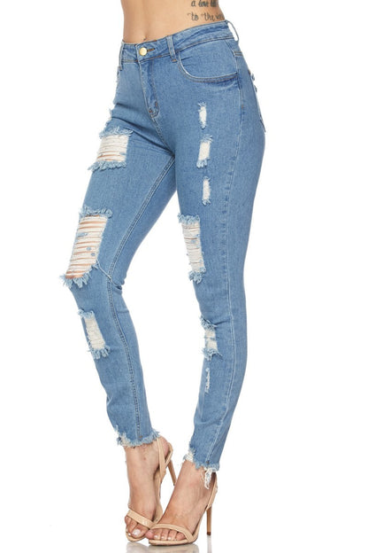 Women's Ripped-Destroyed Ankle Length Skinny Jeans - steven wick