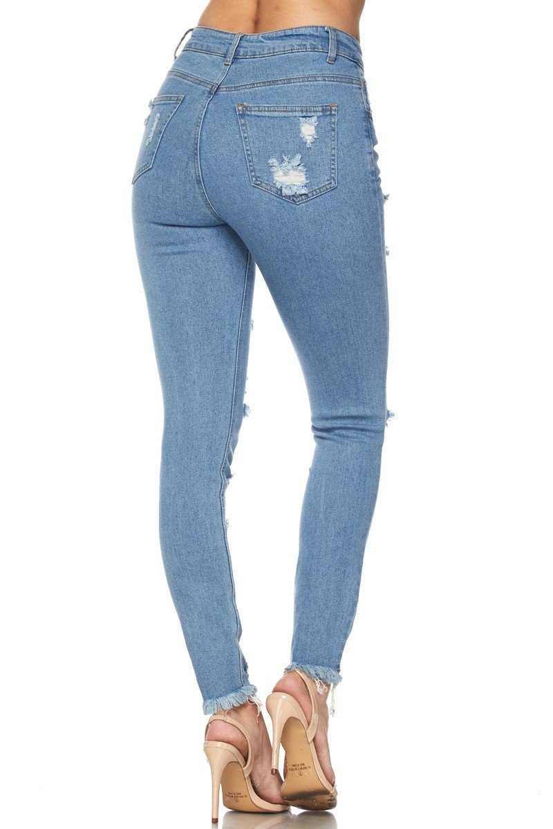 Women's Ripped-Destroyed Ankle Length Skinny Jeans - steven wick
