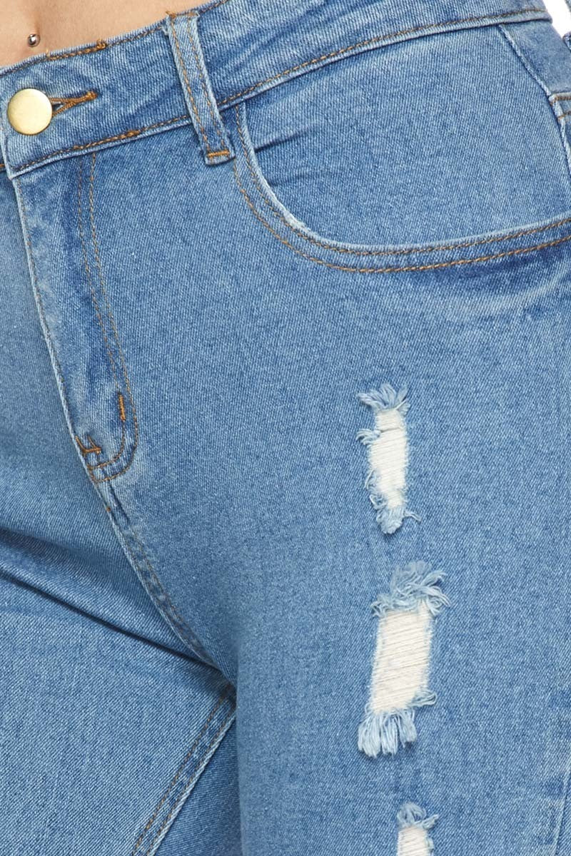 Women's Ripped-Destroyed Ankle Length Skinny Jeans - steven wick