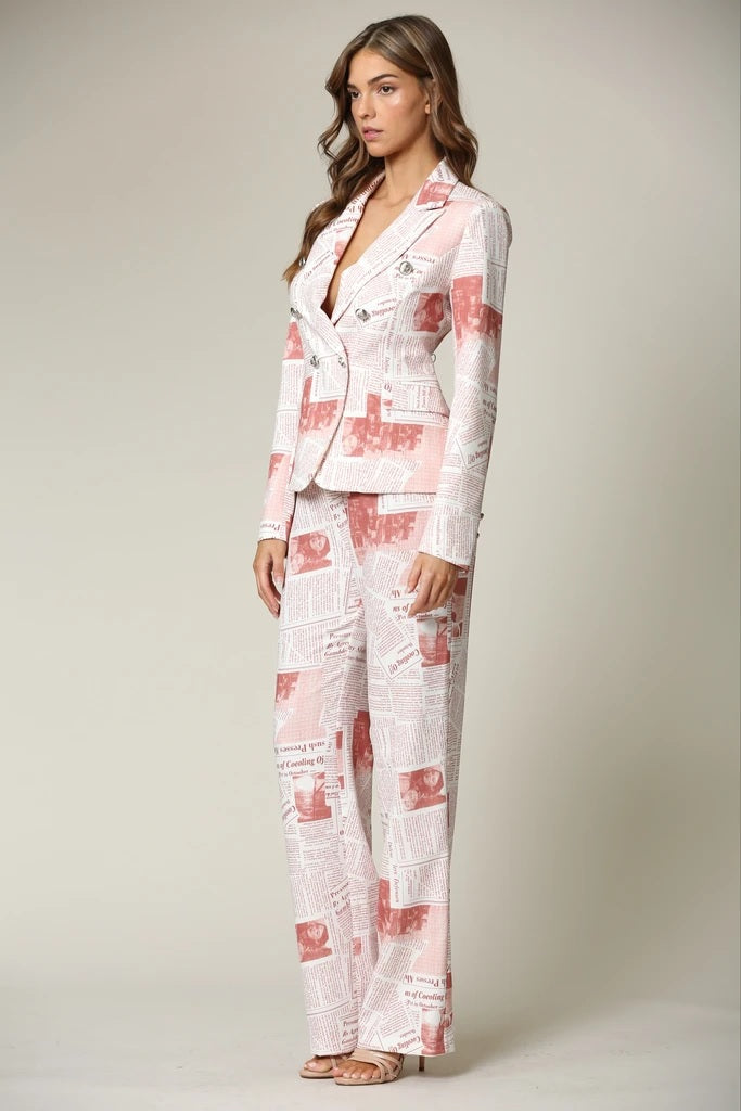 Mix &amp; Match Two Piece Scarlett Blush Dressy Pant Suit Set - steven wick