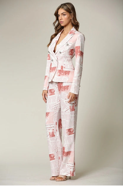 Mix &amp; Match Two Piece Scarlett Blush Dressy Pant Suit Set - steven wick