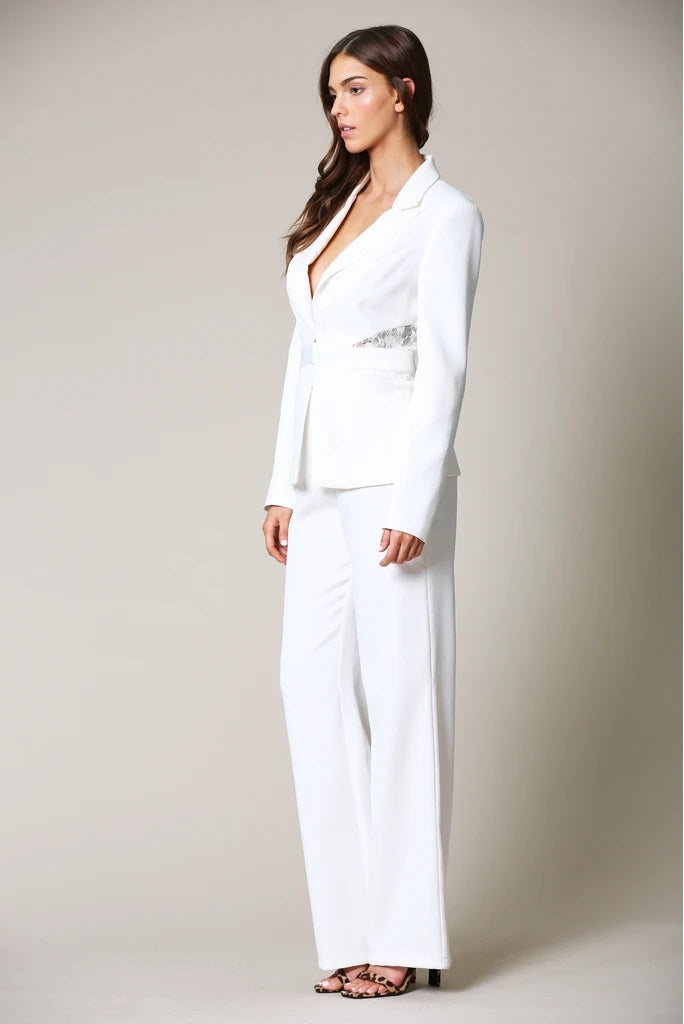 Mix &amp; Match Two Piece Maya Dressy White Pant Suit Set - steven wick