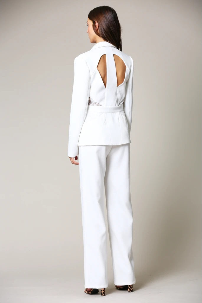 Mix & Match Two Piece Maya White Pant Suit Set Medium / White Mix & Match Two Piece Maya White Pant Suit Set Medium / White