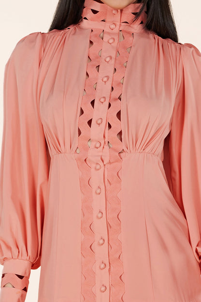 Blush Lace Eyelet Long Sleeve Mini Dress - steven wick
