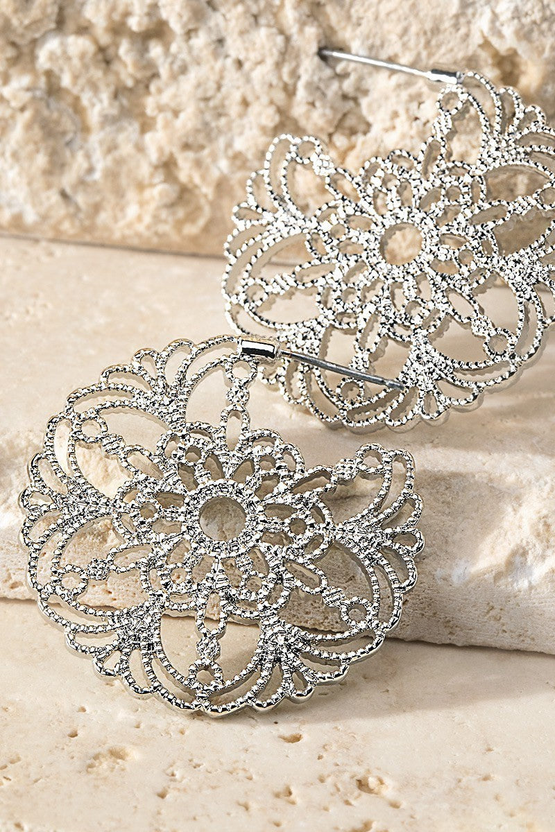 Enamel Flower Hoop Earrings - Sterling Silver - Vintage – Vintage Paris  Jewelry