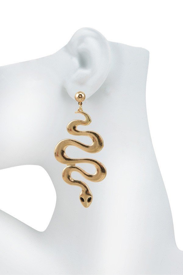 Vintage Women's Gold Snake Drop Earrings - steven wick