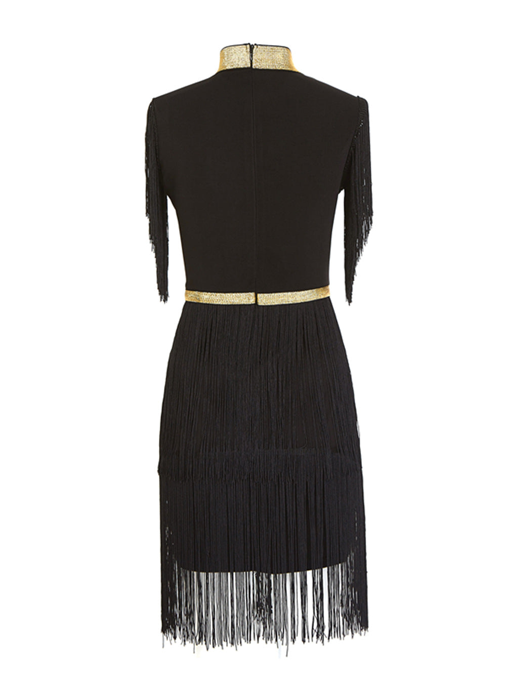 Roxy Black And Gold Bandage Dress With Tassels - steven wick