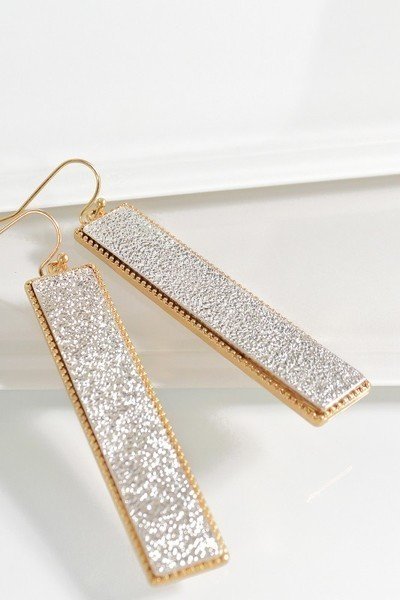 Gold Bar Dangle Hook Earrings - steven wick