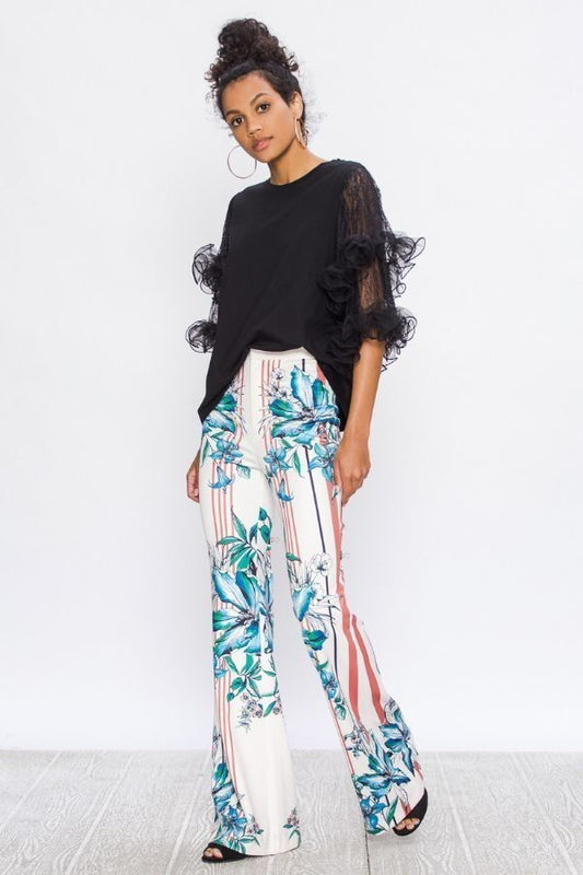 Blake Multi-Colored Floral Flare Print Pants - steven wick