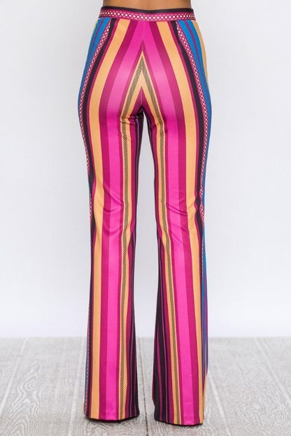 Demi Flare Scuba Multi-Colored Strip Print Pant - steven wick