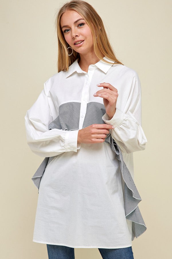 Long-Line Dressy Casual Shirt Top - steven wick