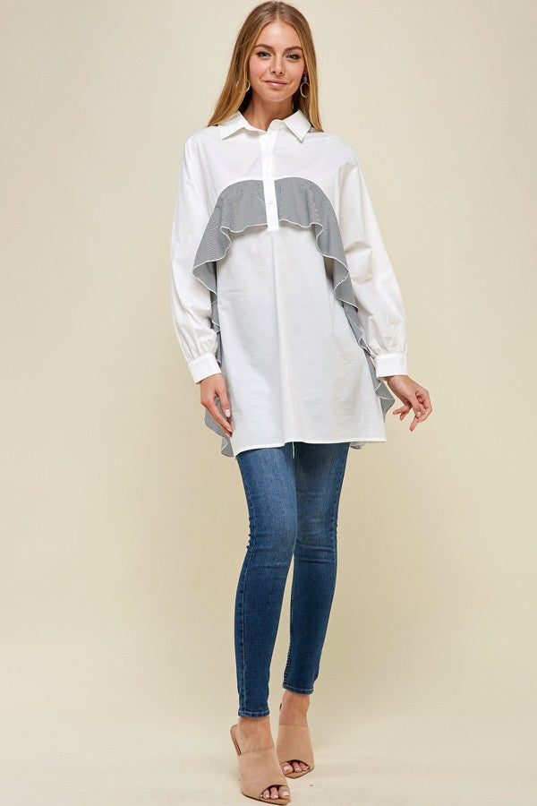 Long-Line Dressy Casual Shirt Top - steven wick