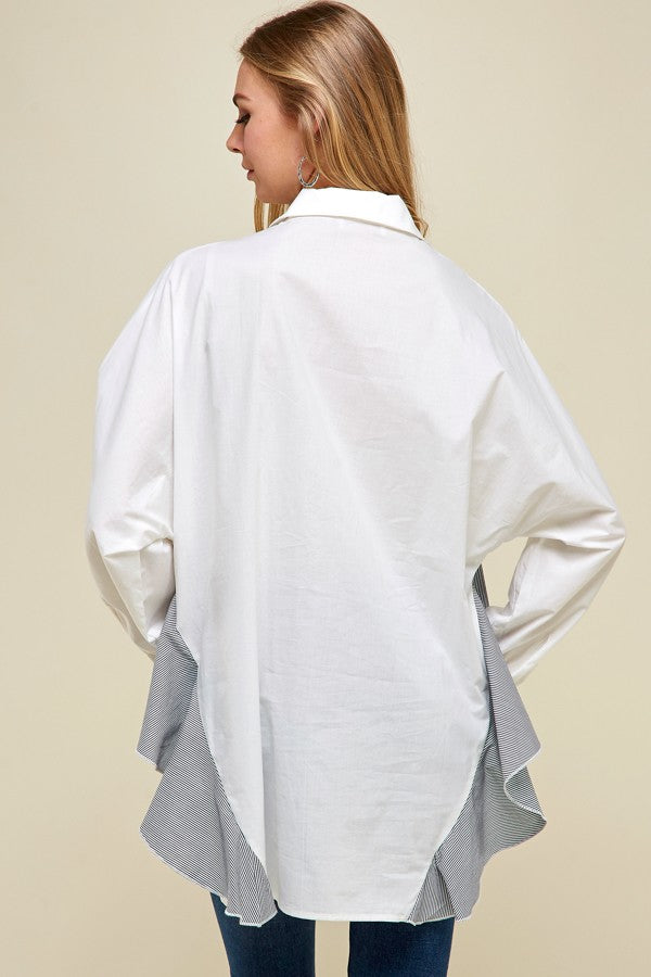 Long-Line Dressy Casual Shirt Top - steven wick