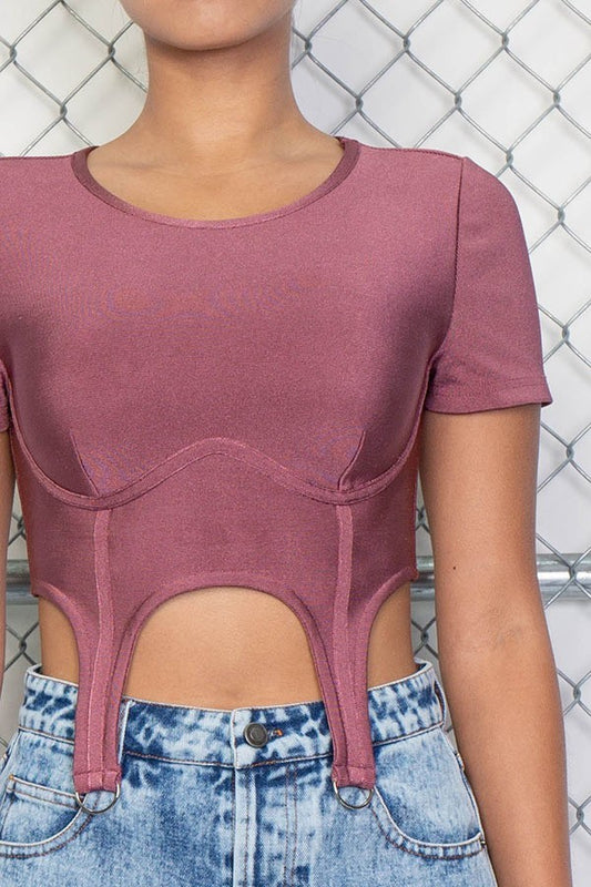 Asymmetrical Bandage Crop Top With Buckle - steven wick