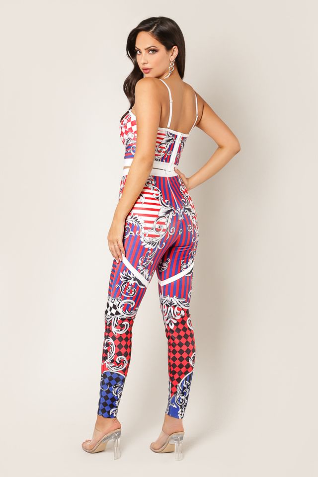 Manhattan Red Spaghetti Strap Bandage Two Piece Pant Set - steven wick
