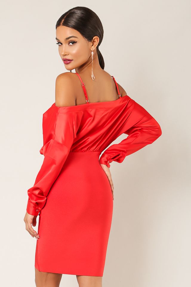 Doja Front Tie Off The Shoulder Bandage Dress - steven wick